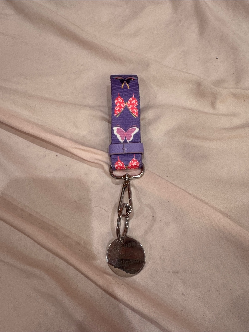 Purple Butterfly Key Fob Wristlet - Unbranded